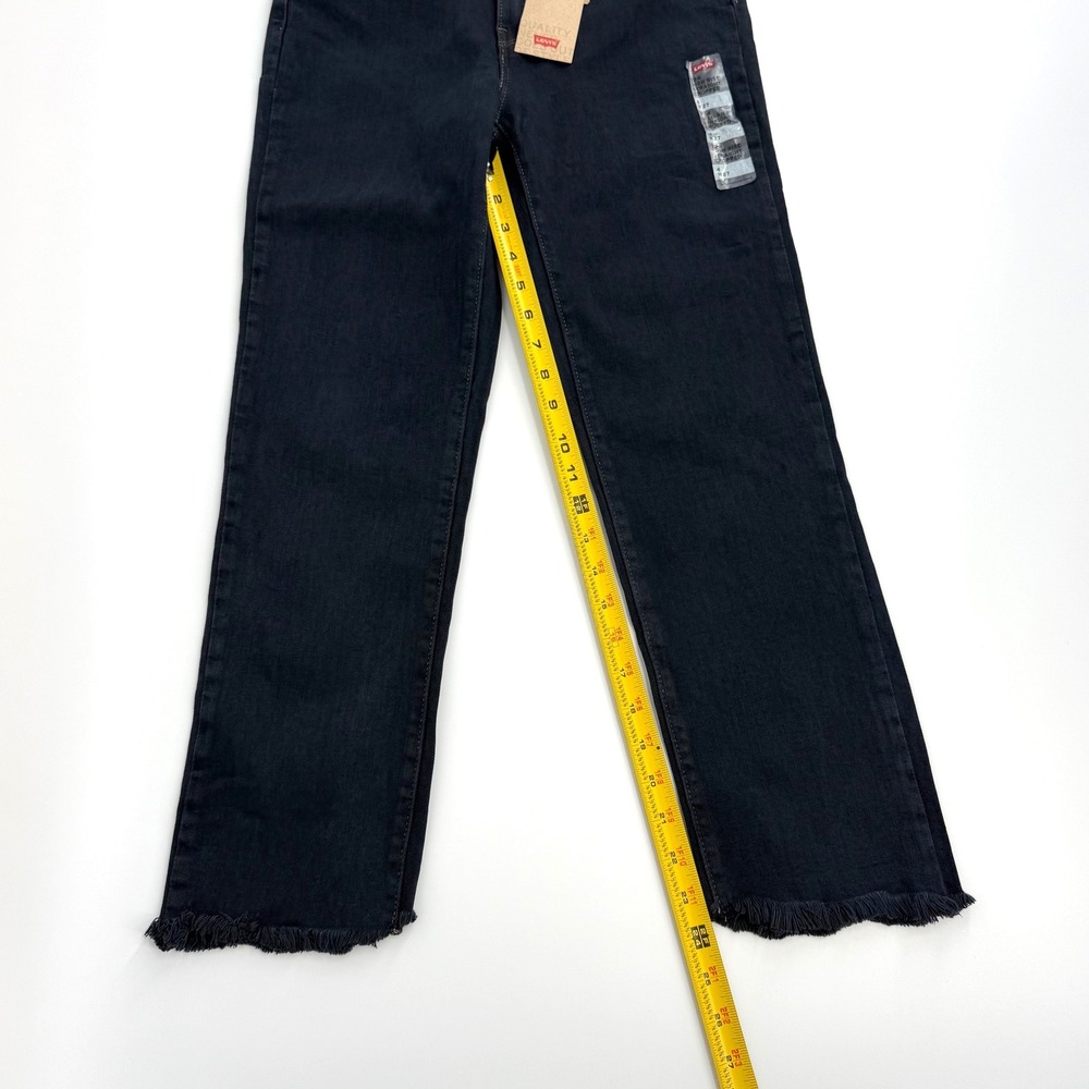 Levi's 724 High-Rise Straight Cropped Jeans Womens 4 W27 Black NWT Frayed Hem - Picture 11 of 12